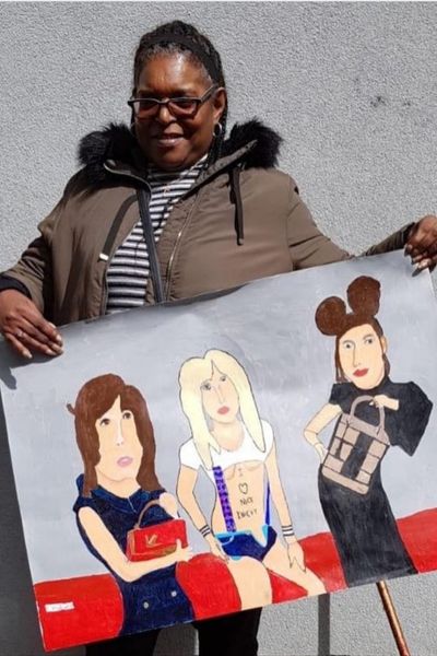 Theresa sharing artwork
