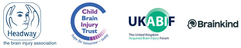 Logos of Headway the brain injury association, Child Brain Injury Trust, UKABIF, Brainkind