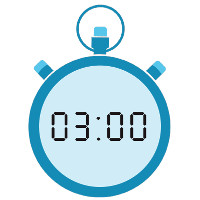 A stopwatch reading 03:00