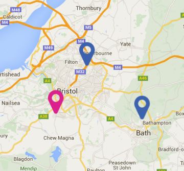 A clip of the supporting you map, focusing on Bristol