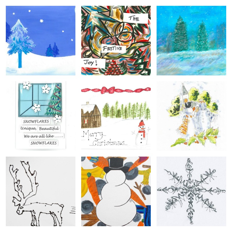A collage of some of the other entrants to the Headway and Thompsons Solicitors Christmas card competition