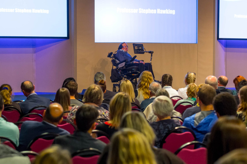 Professor Stephen Hawking at the Headway Suffolk neuro conference