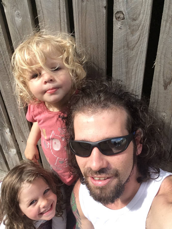 Kieran with his daughters