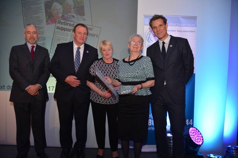 Pauline Watson collects her Headway Stephen McAleese Outstanding Contribution to Headway Award