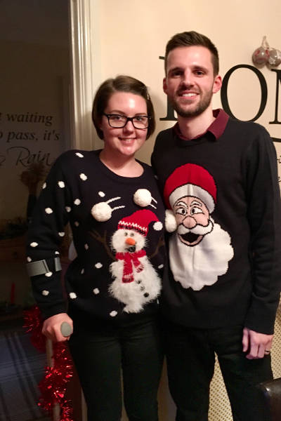 Keely and her husband enjoying their first Christmas following her accident.