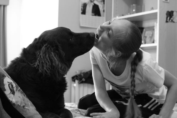 Rebecca with the family dog, Gus