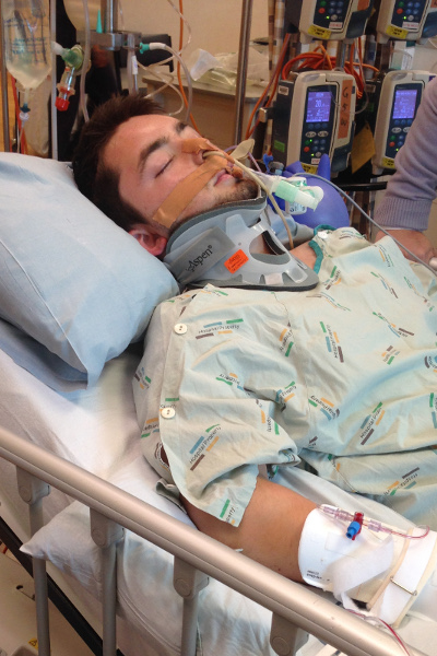 Joe two days after his accident, before brain surgery