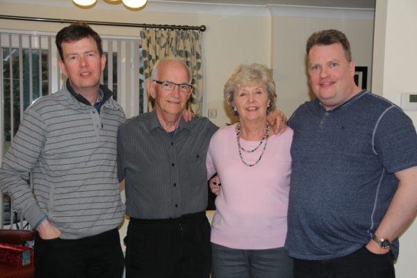 Giles with his dad Ron, his mum Gwen and his brother Brent.