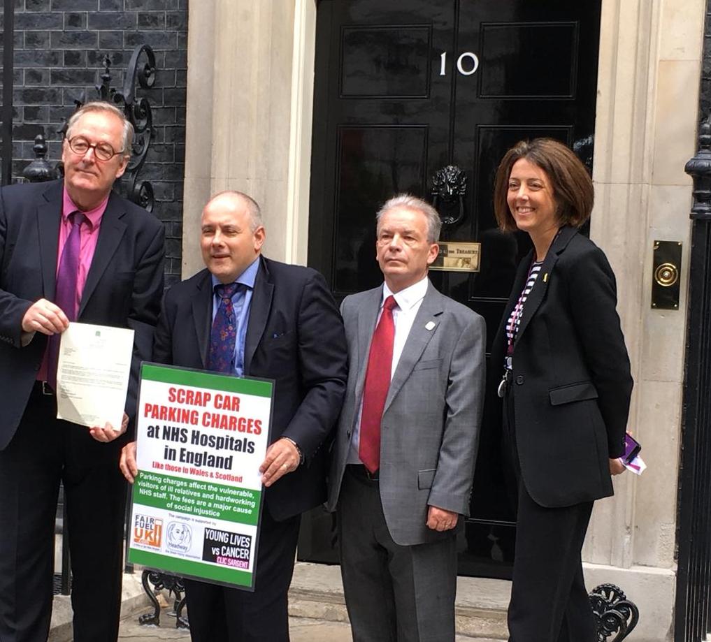 Headway visits Downing Street to hand in hospital car parking petition Main Image