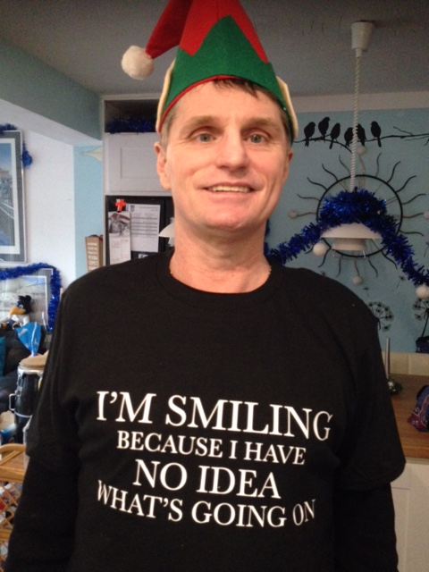 A T-shirt given to Terry by his son James.