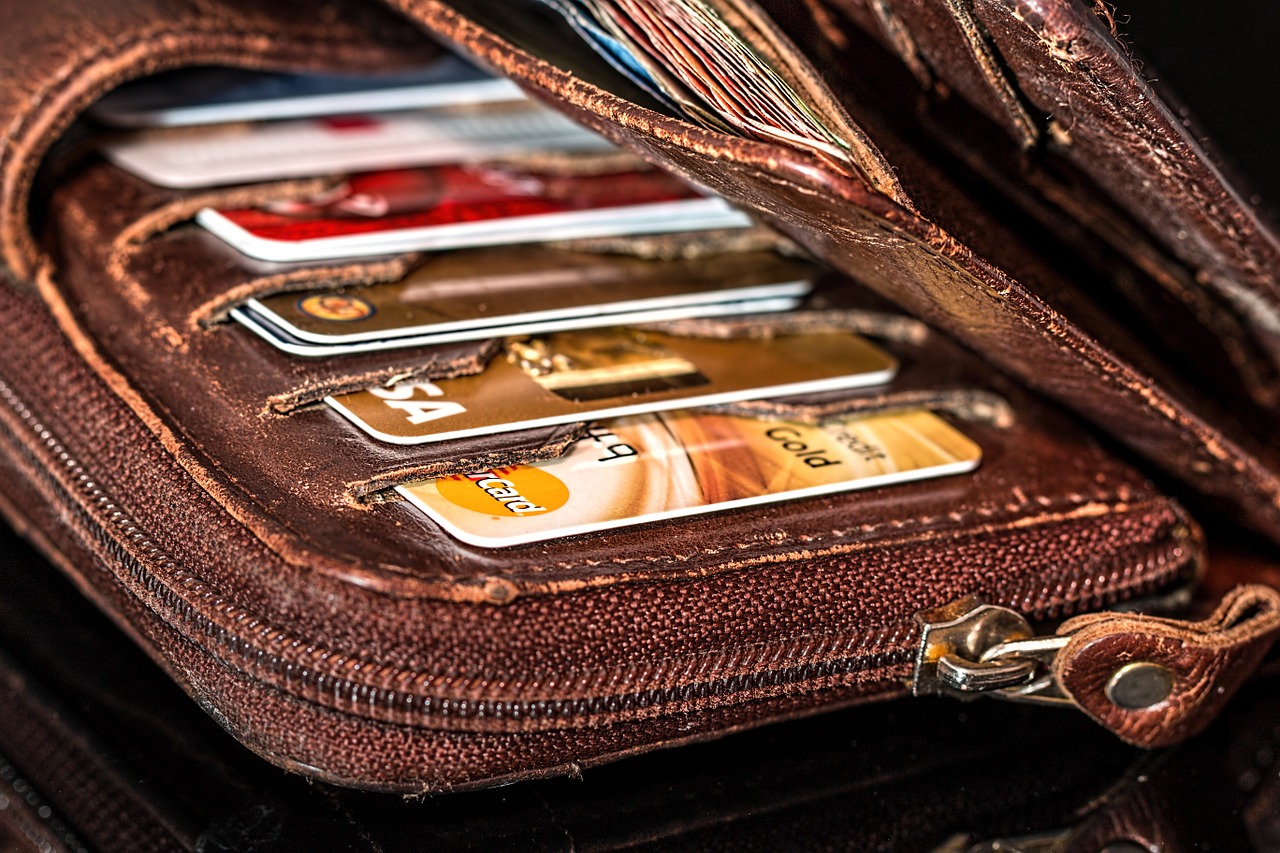 Bank cards in a wallet