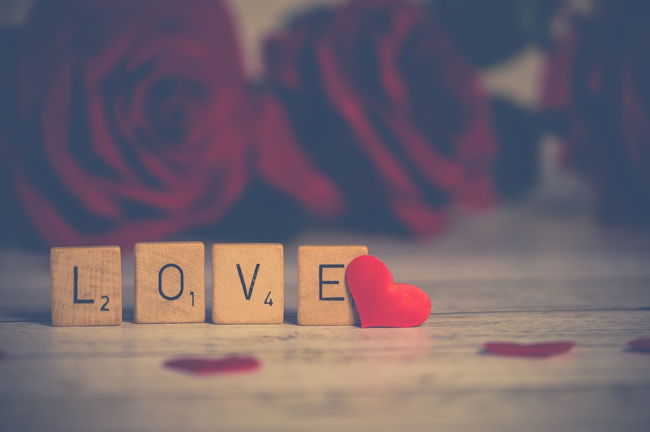 Scrabble tiles spelling love