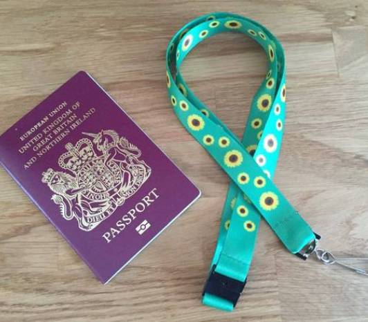 passport and sunflower lanyard