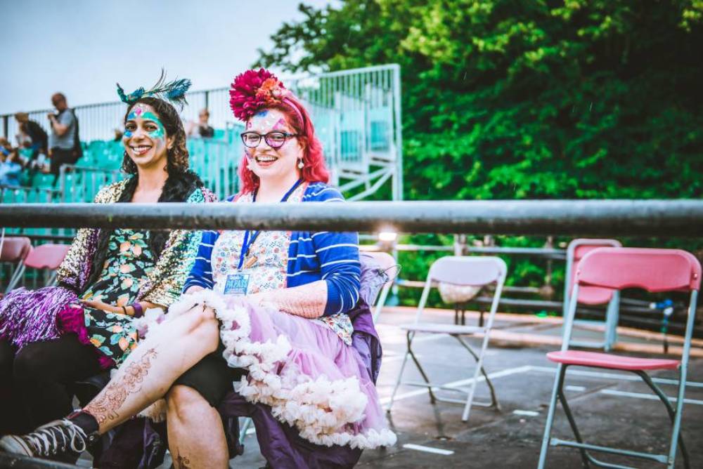 Festival-goers at Latitude enjoying the viewing platform (photo credit: Sarah Koury)