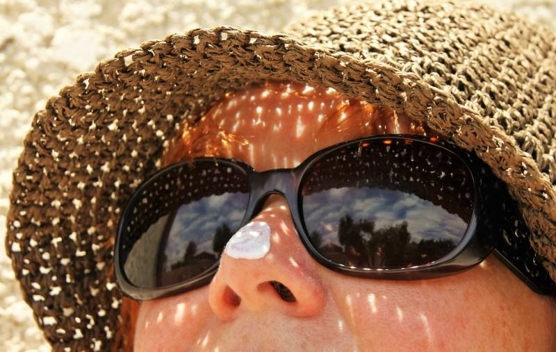 lady with sunscreen on her nose