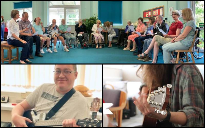 Service users showing off their music talent