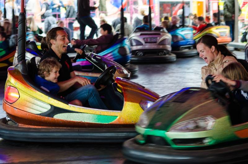 a family on the dodgems
