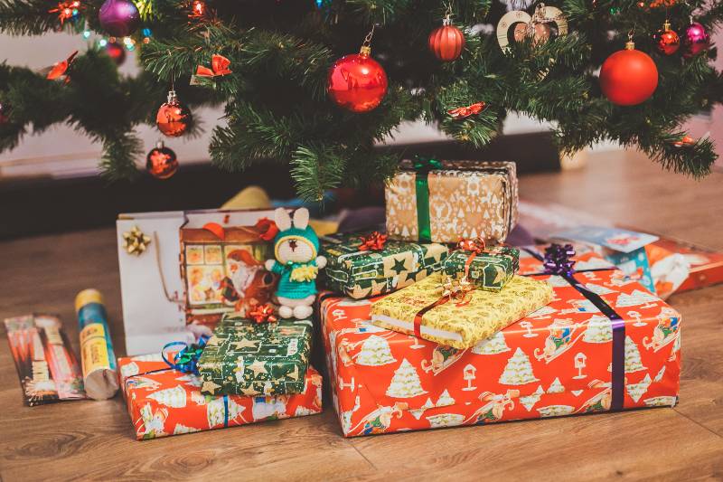 Presents under a christmas tree