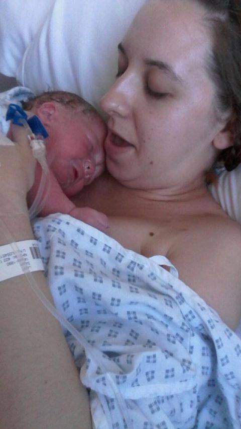 Sarah shortly after giving birth to Jack