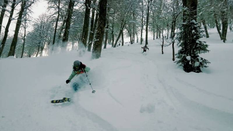 Charli skiing