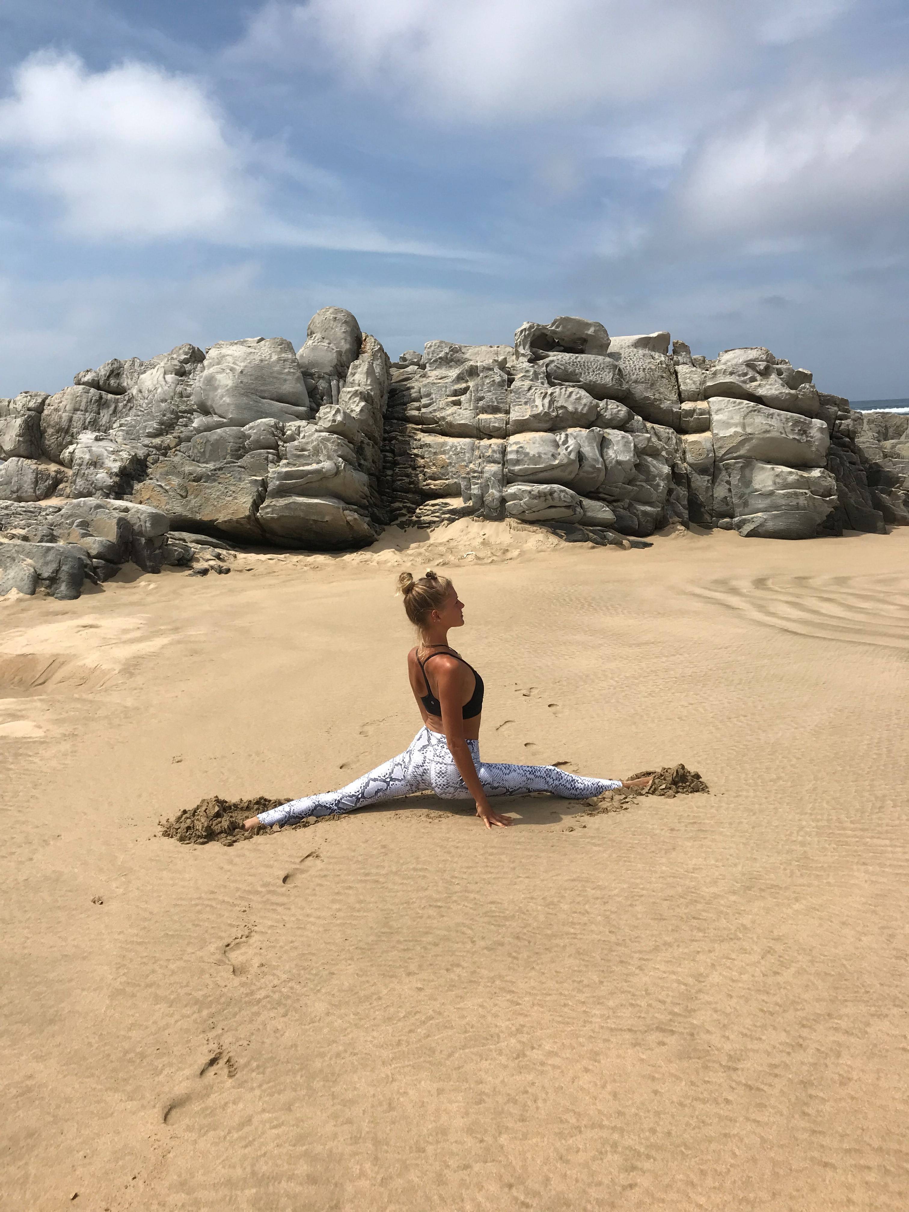 Lucy doing yoga