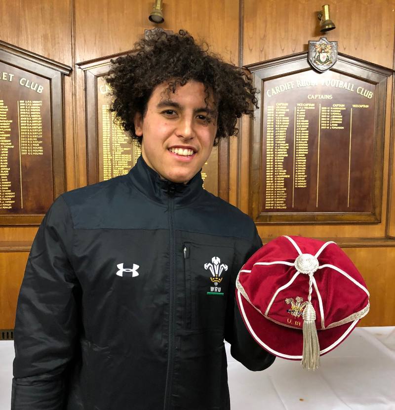 Ed with his first U18 cap for Wales