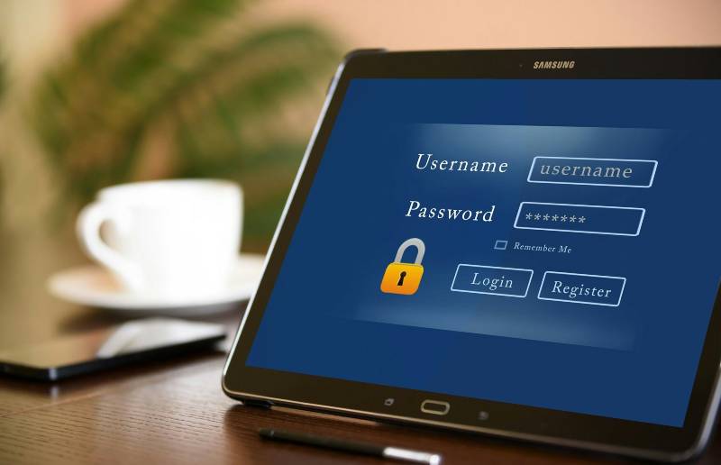 Computer screen showing login details
