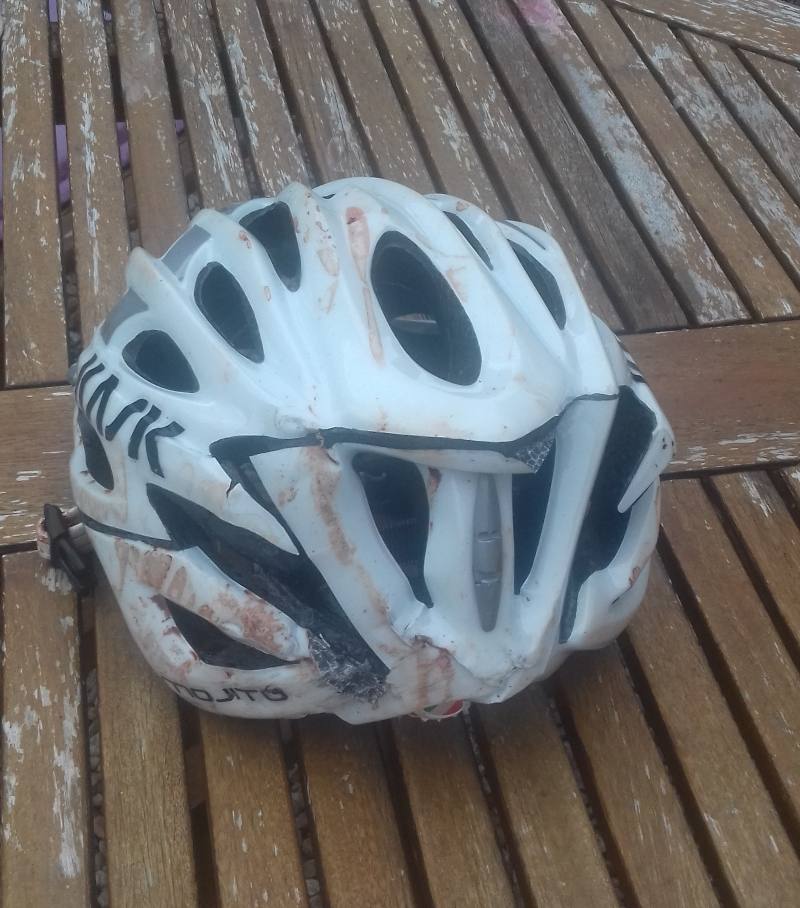 Daniel's helmet after the incident