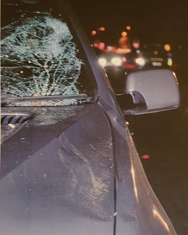 Damage to the car that collided with Haydn