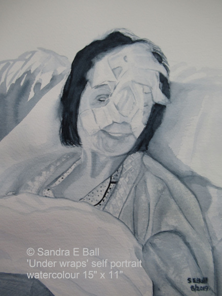 'Under wraps' self-portrait by Sandra E Ball
