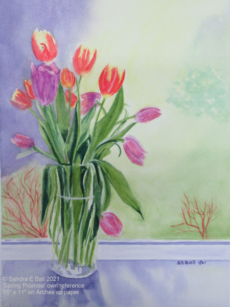Spring promise watercolour by Sandra E Ball