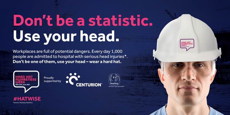 Don't be a statistic. Use your head. Workplaces are full of potential dangers. Every day 1,000 people are admitted to hospital with serious head injuries. Don't be one of them, use your head - wear a helmet.