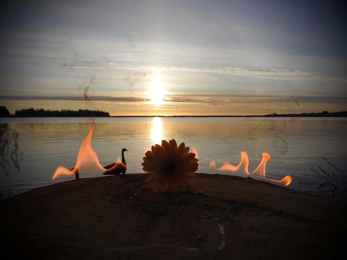 Sunset fire and sea by Rob Dinwoodie