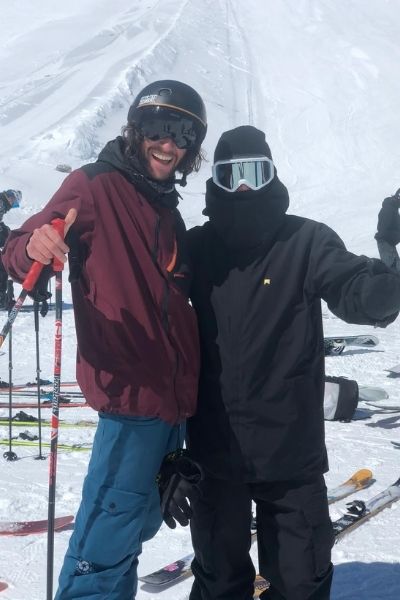 Matt Masson and Candide Thovex, at Audi Nines, in April 2020. Candide is a freeski legend!