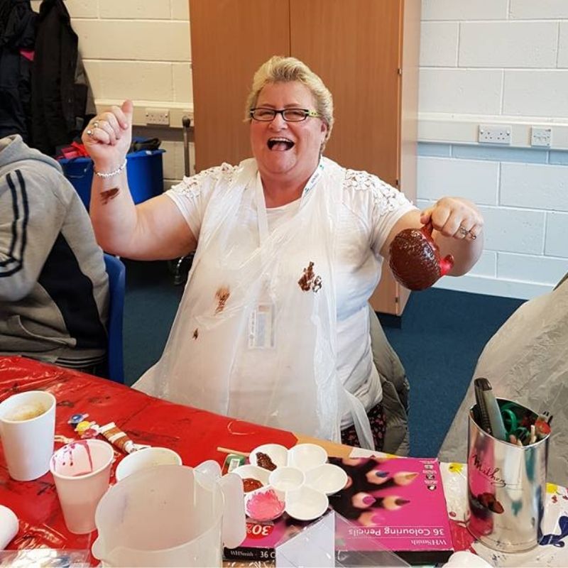 Gillian Maryniak expresses herself during one of the Headway East Lothian art sessions